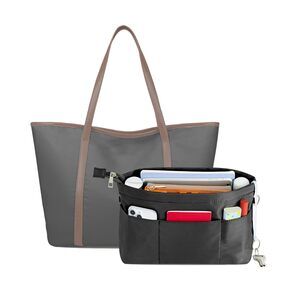 8782 Purse Organizer Insert with Zipped Top for Tote Bag, Handbag Shaper